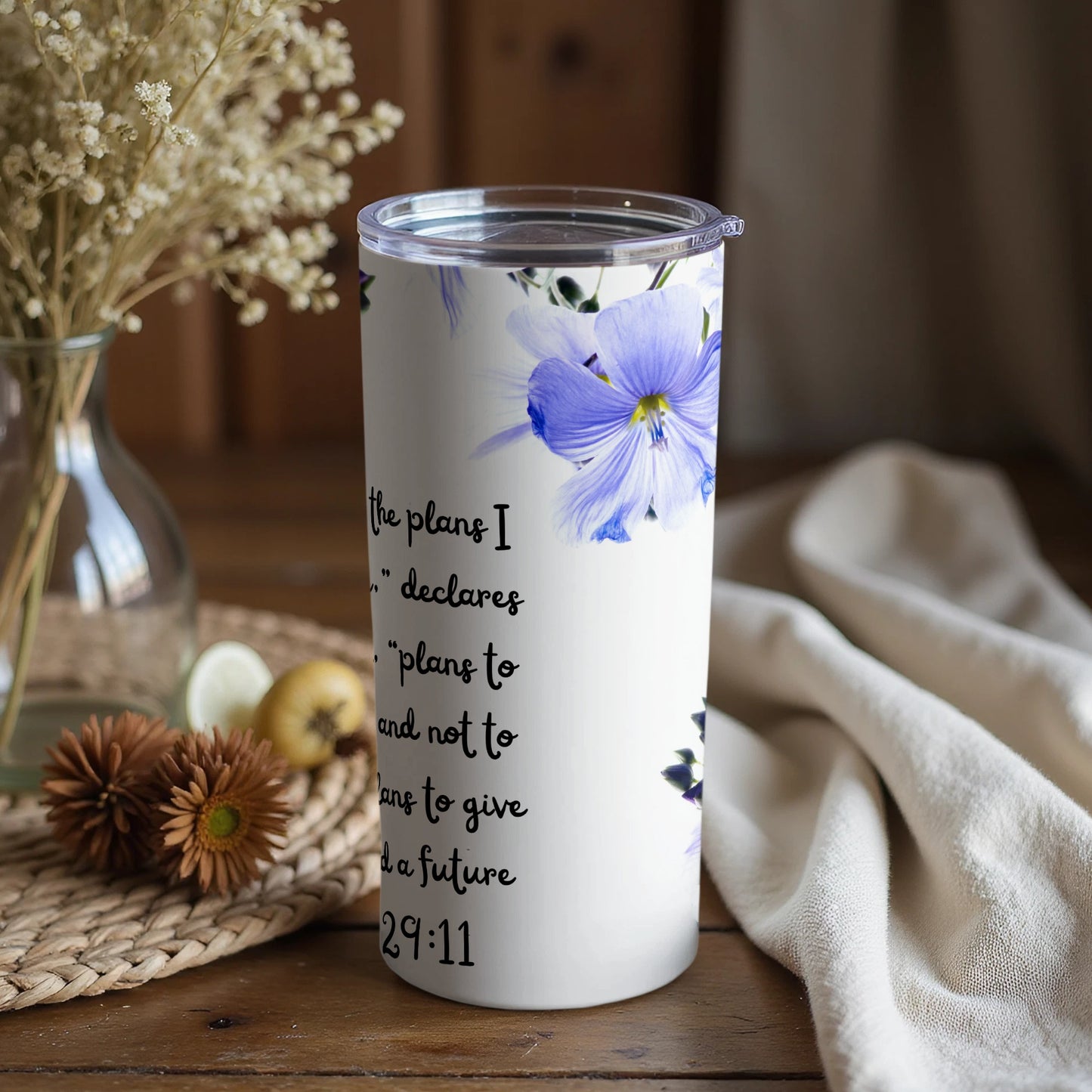 Inspirational Jeremiah 29 11 Floral Travel Tumbler