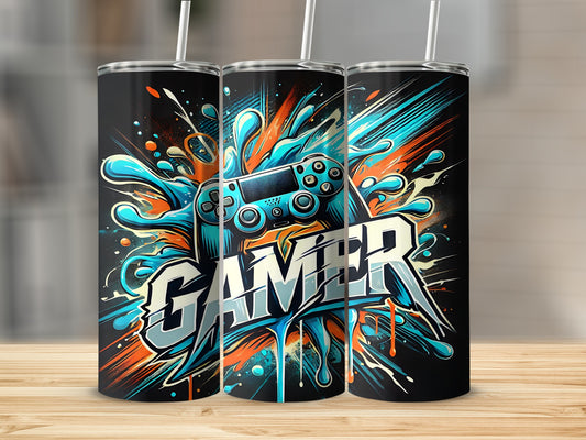 Vibrant Gamer Design Tumbler for Gaming Enthusiasts