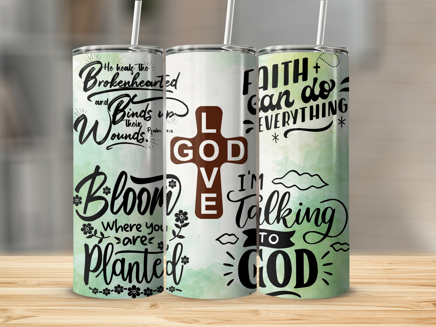 Inspirational Faith and Love Themed Tumbler Set