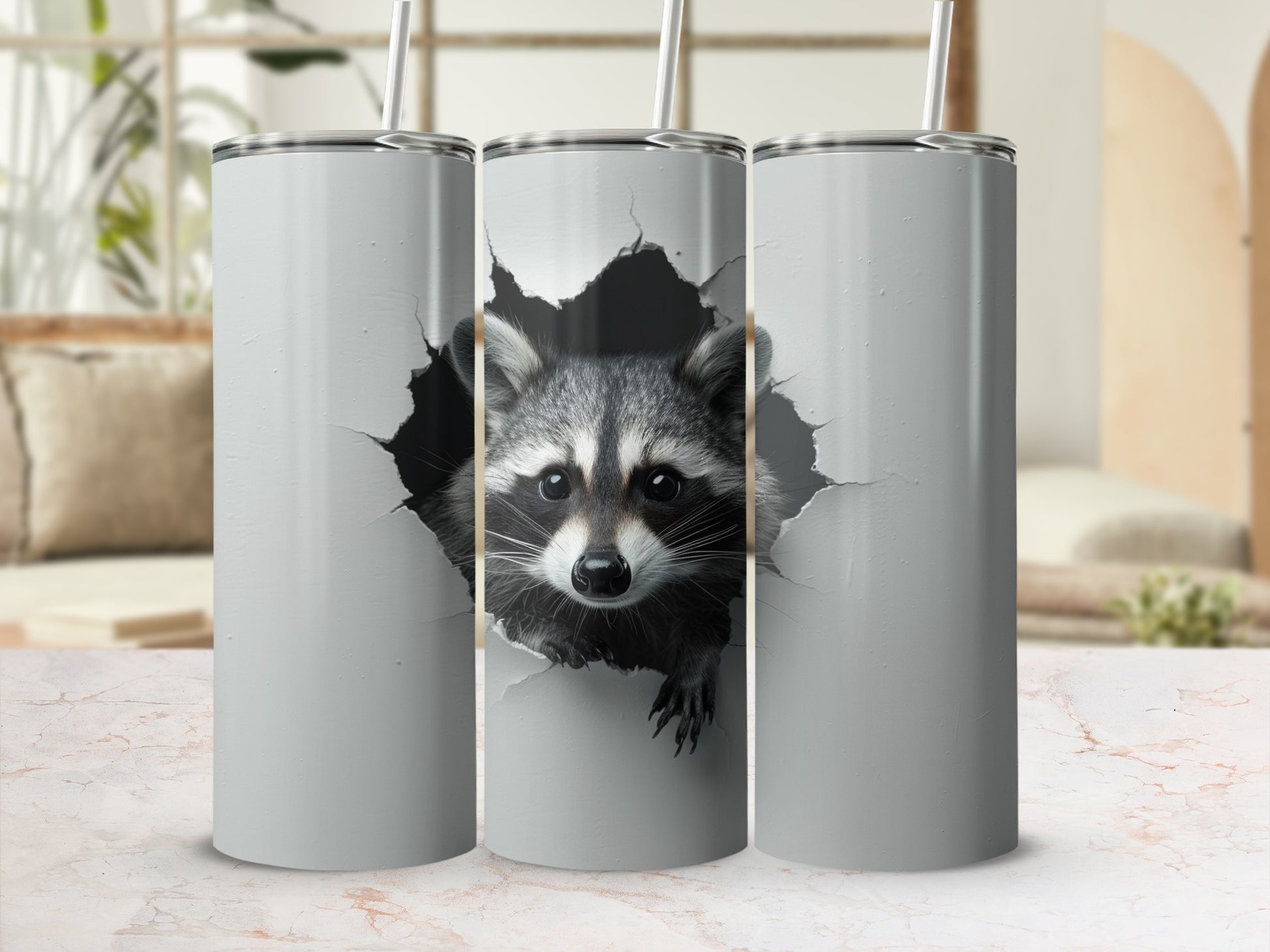 Curious Raccoon Peeking Tumbler Creative Graphic product type