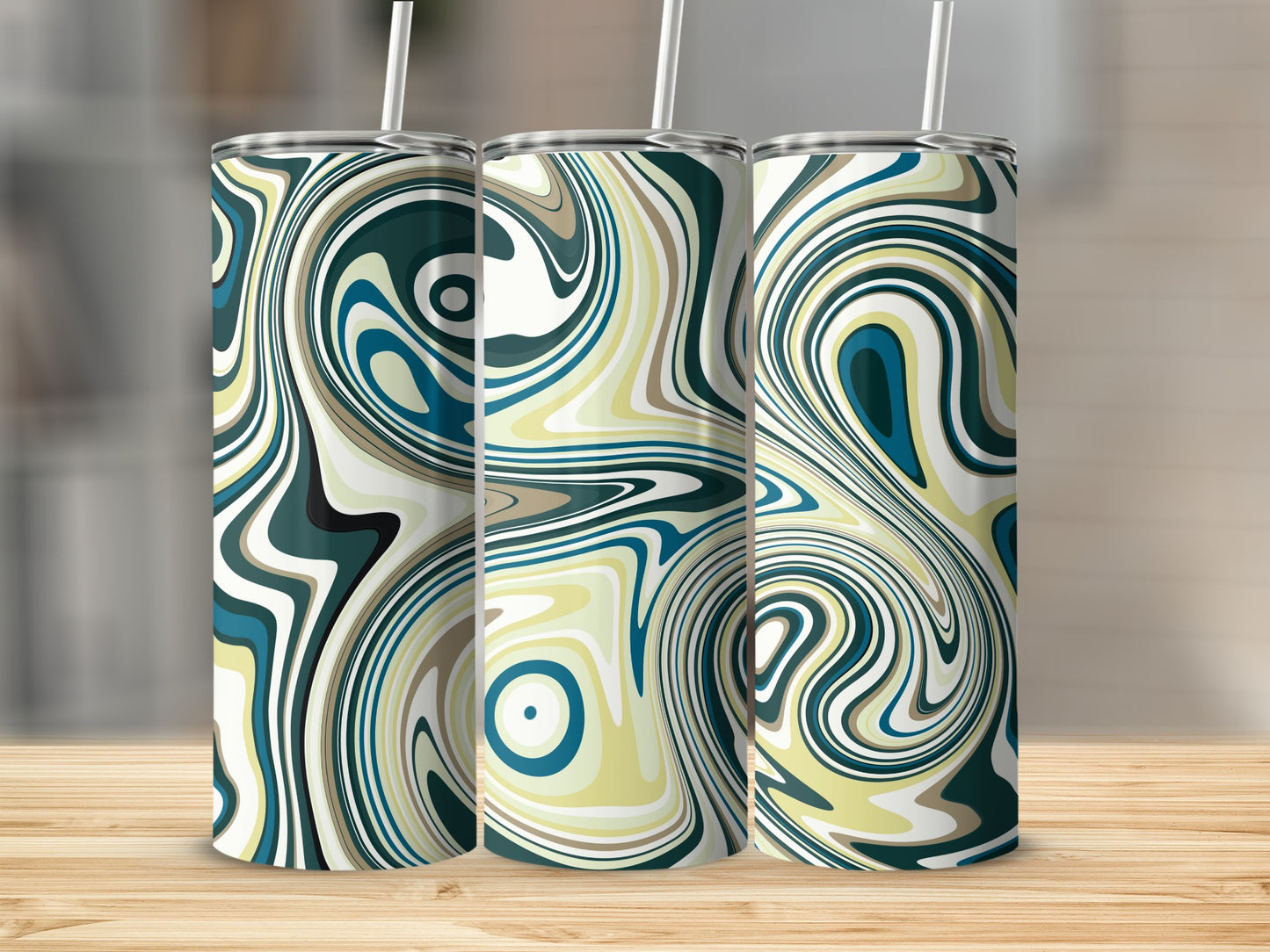 Retro Swirl Pattern Abstract Art Inspired Design Tumblers