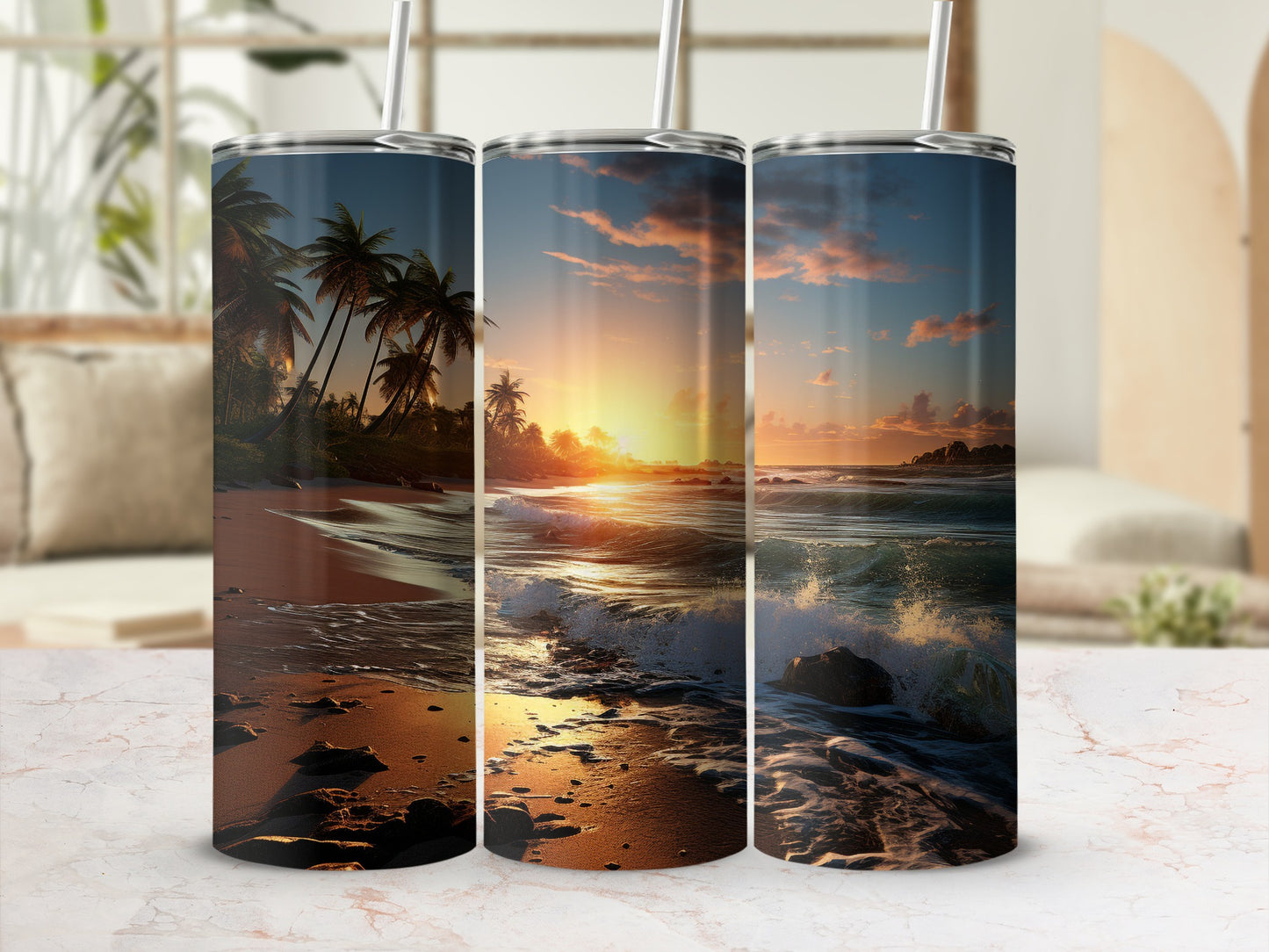Sunset Beach Scene Insulated Tumbler for Hot or Cold