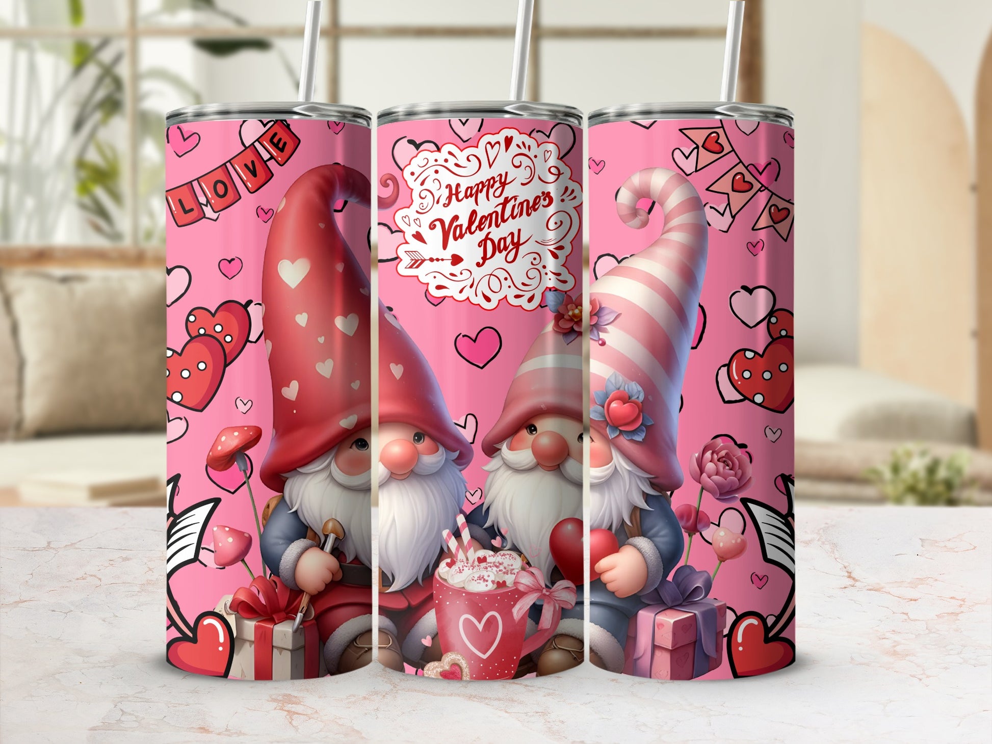 Valentine's Day Gnome Tumbler for Love and Romance