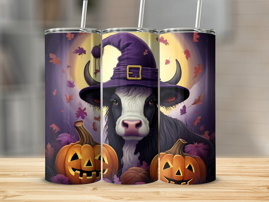 Halloween Cow Witch and Pumpkins Tumbler product