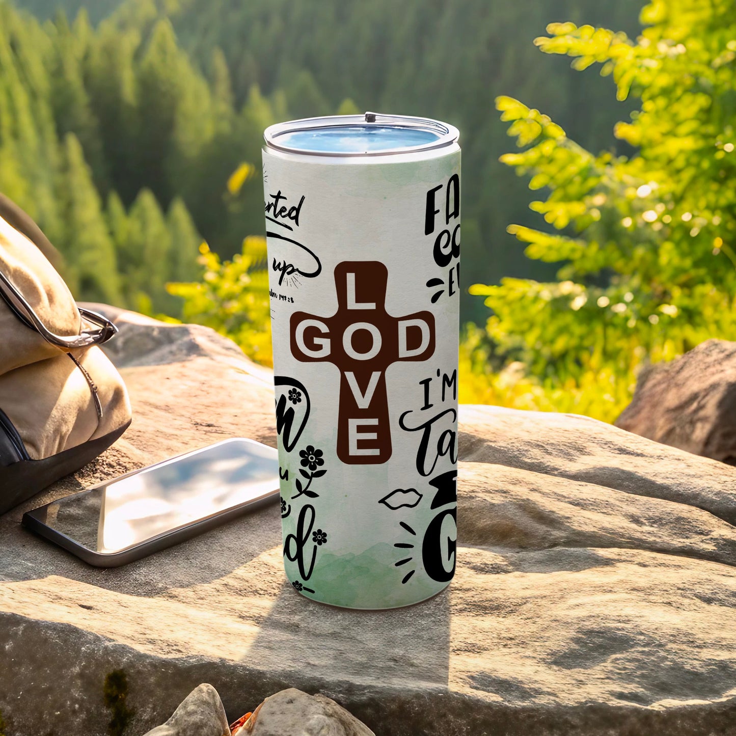 Inspirational Faith Love GOD Design Travel Tumbler