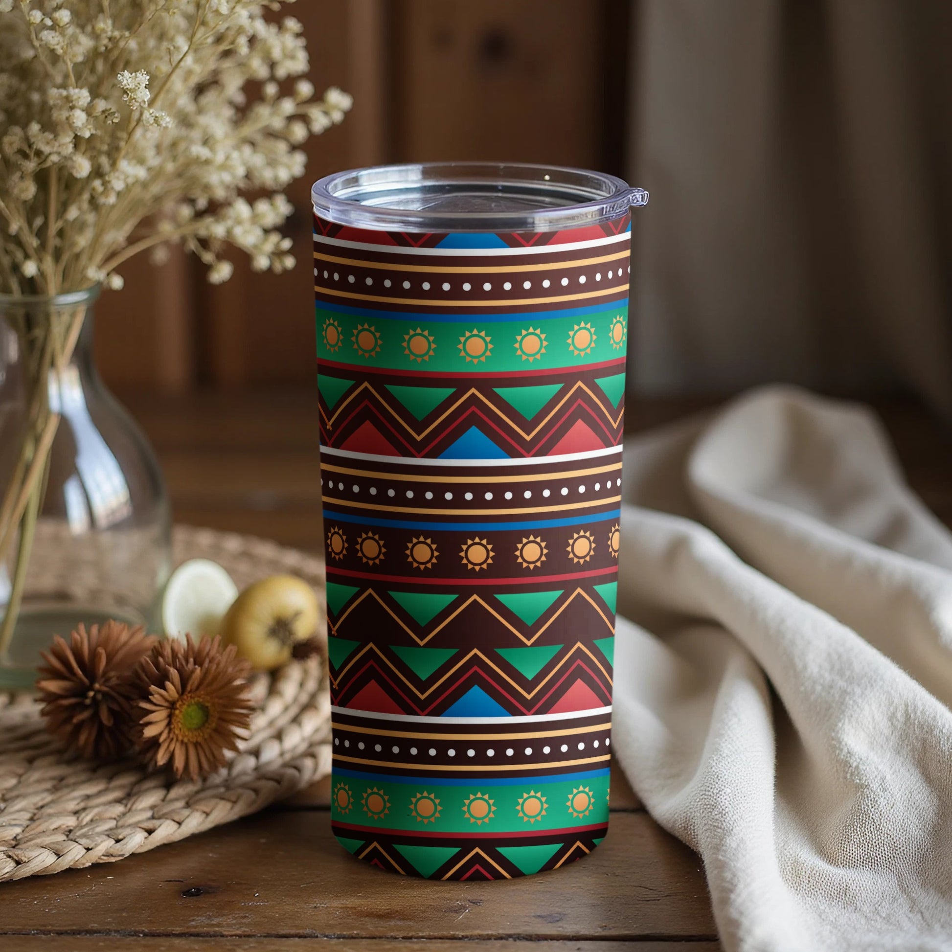 Colorful Geometric Pattern Insulated Travel Tumbler