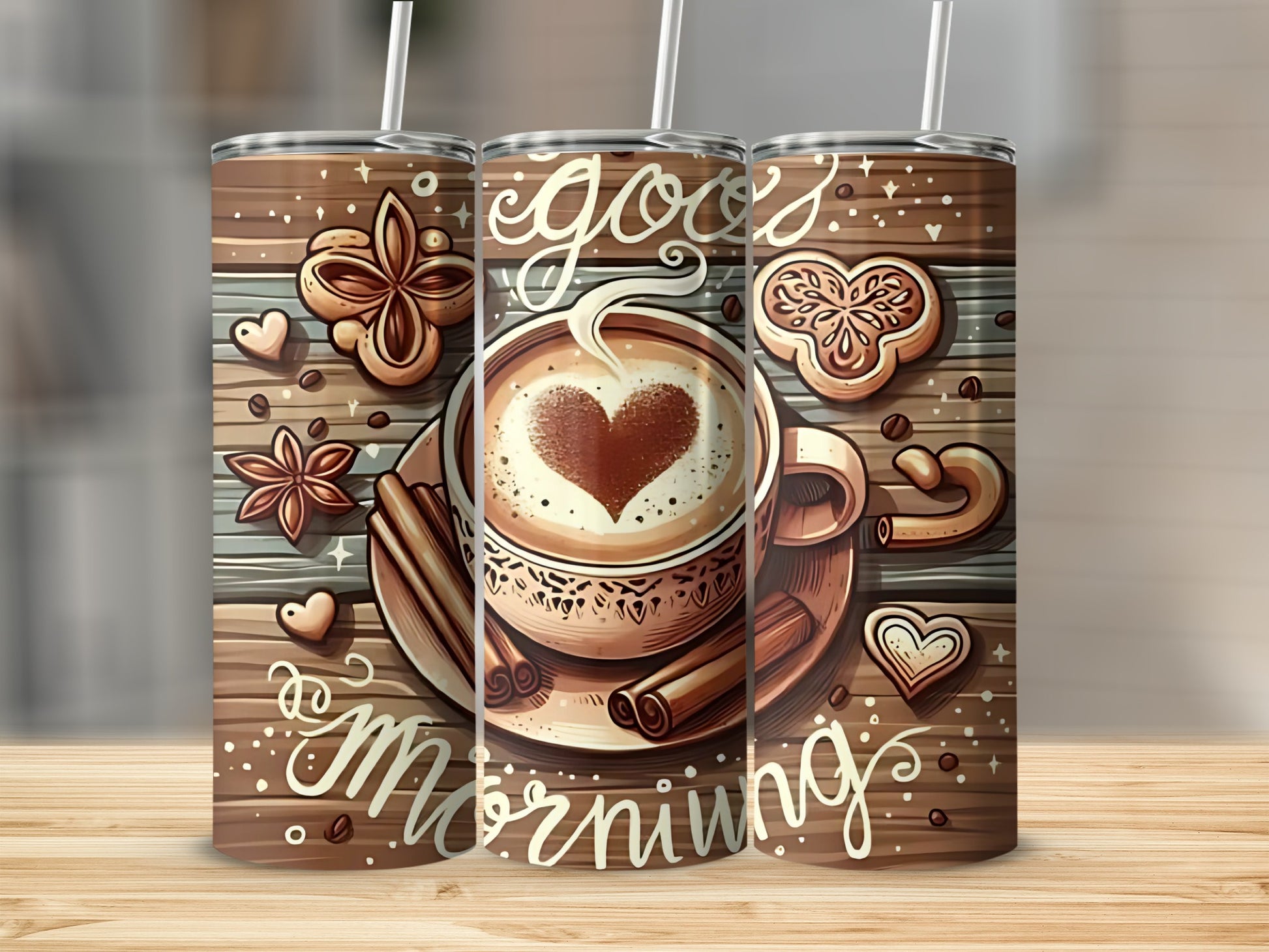 Good Morning Coffee Art Tall Tumbler 20 oz
