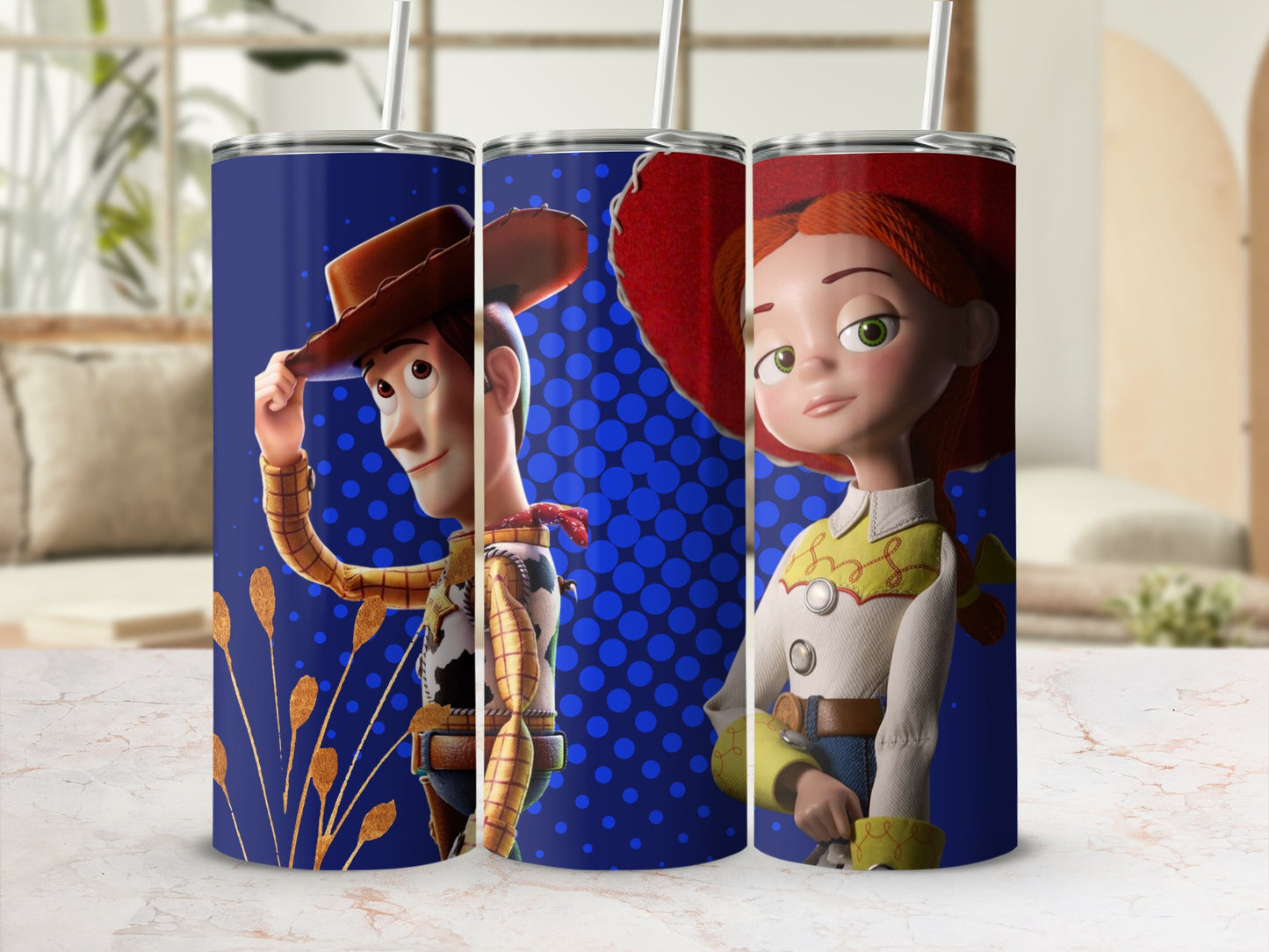 Colorful Toy Cowboy and Cowgirl Cartoon Tumblers product