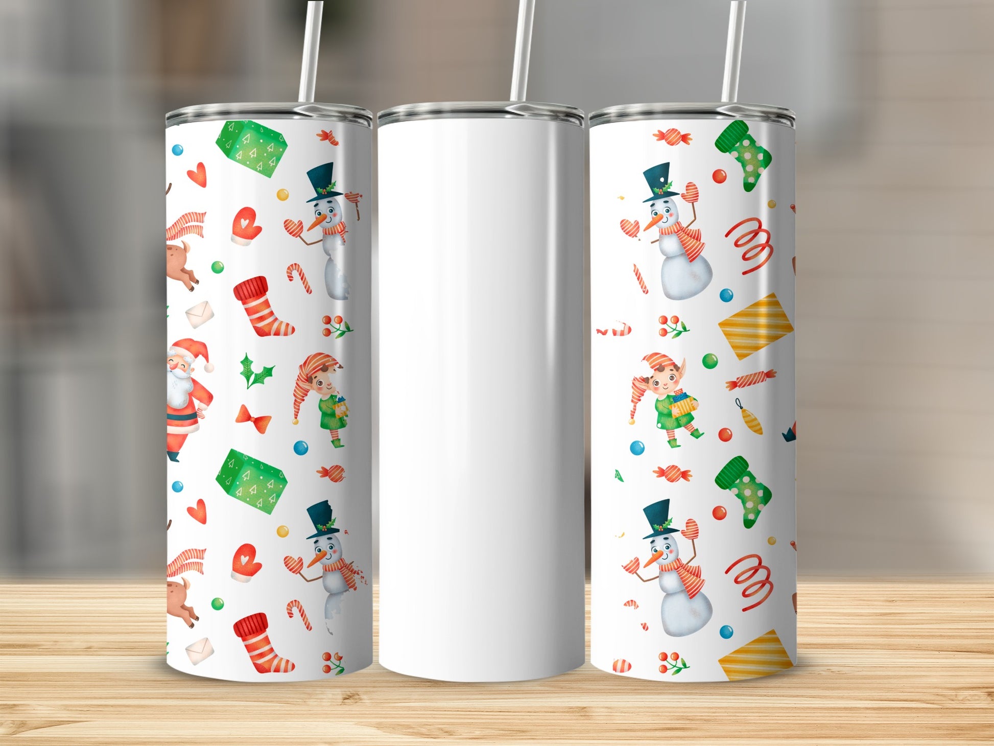 Festive Holiday Characters Christmas Themed Tumbler