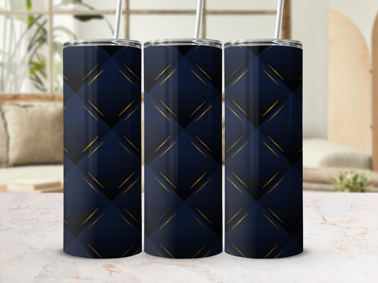 Dark blue golden geometric pattern elegant tumbler product type