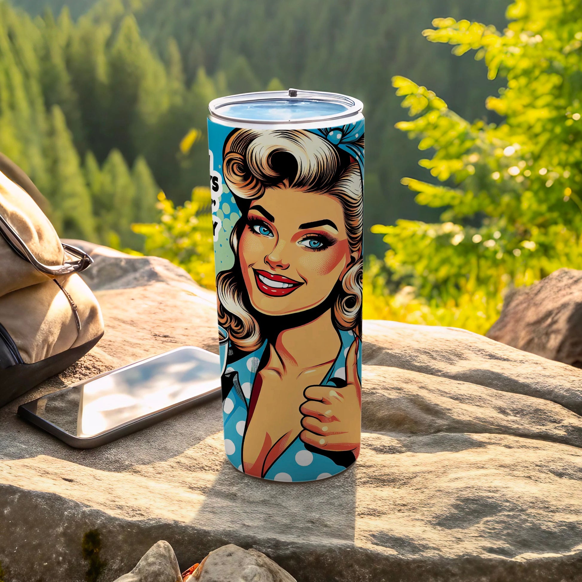 Retro Pop Art Woman Thumbs Up Polka Dot Tumbler product type
Tumbler, Pop Art, Retro Style, Pinup Girl, Blonde Woman, Thumbs Up, Happy Design, Polka Dot, Blue Eyes, Vintage Art, Drinkware, Insulated Tumbler, Unique Gift, Graphic Print, Comic Art, Sipper Tumbler, Custom Tumbler, Stylish Beverage, Fashionista Art, Everyday Tumbler