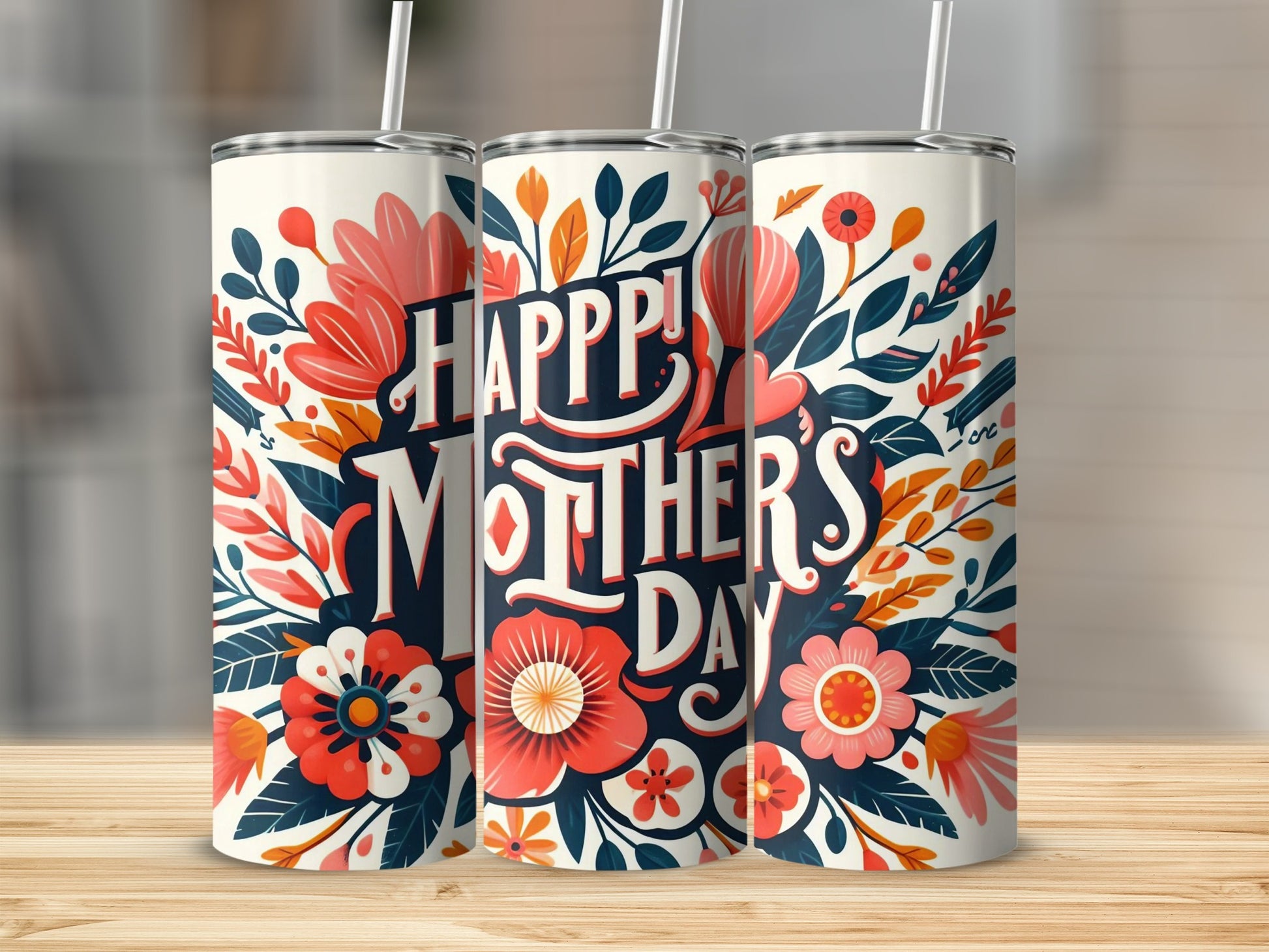 Happy Mother's Day Colorful Floral Design Tumbler