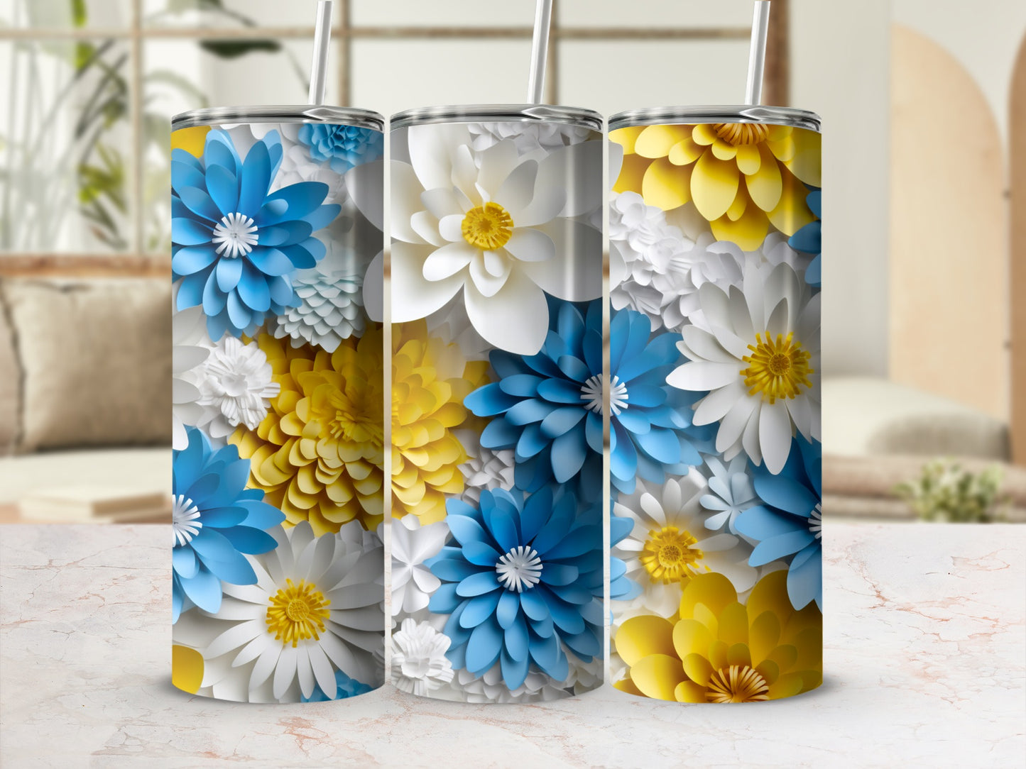 Vibrant Floral Pattern Insulated Tumbler Drinkware
