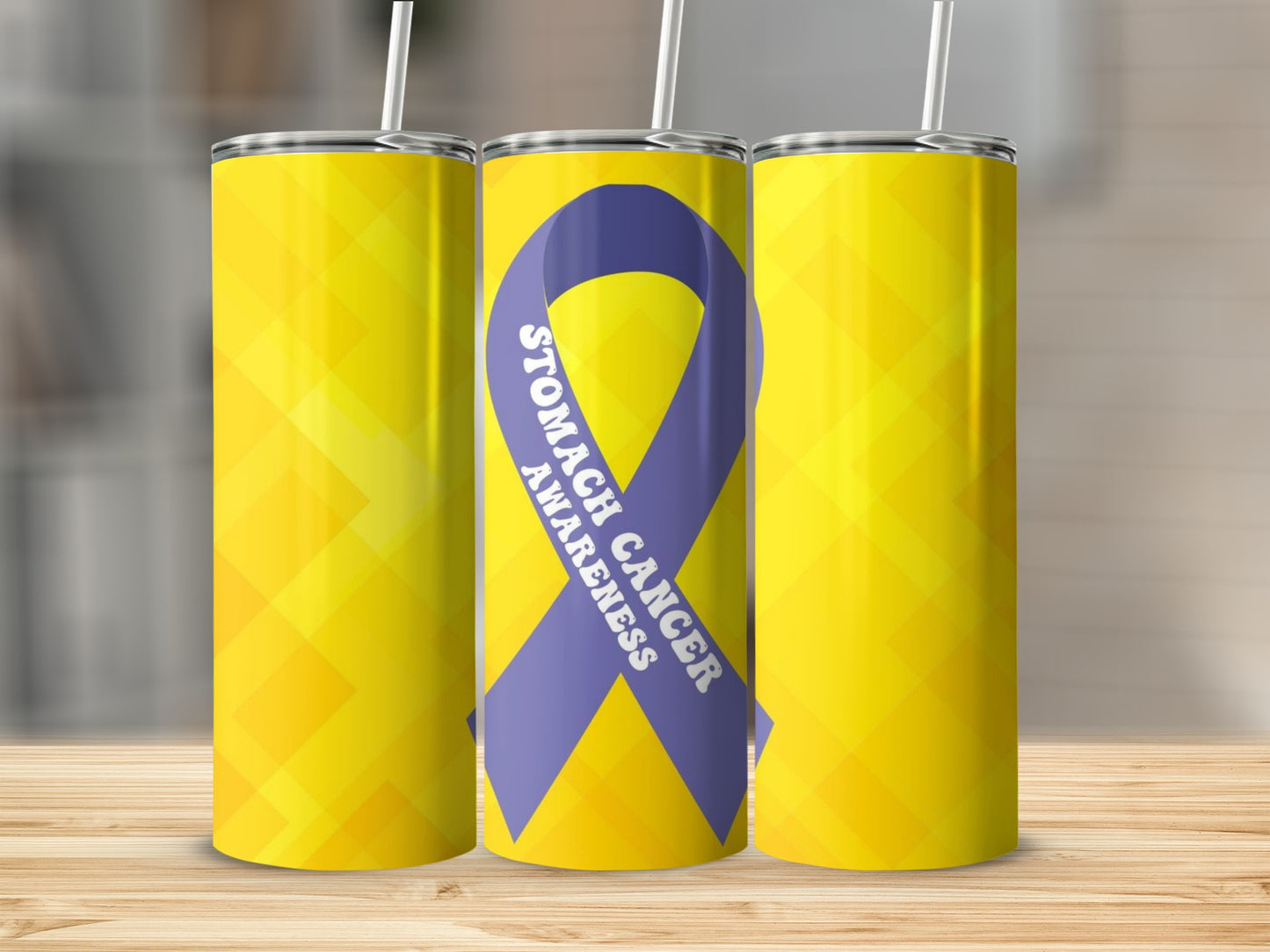 Stomach Cancer Awareness Yellow and Purple Tumbler