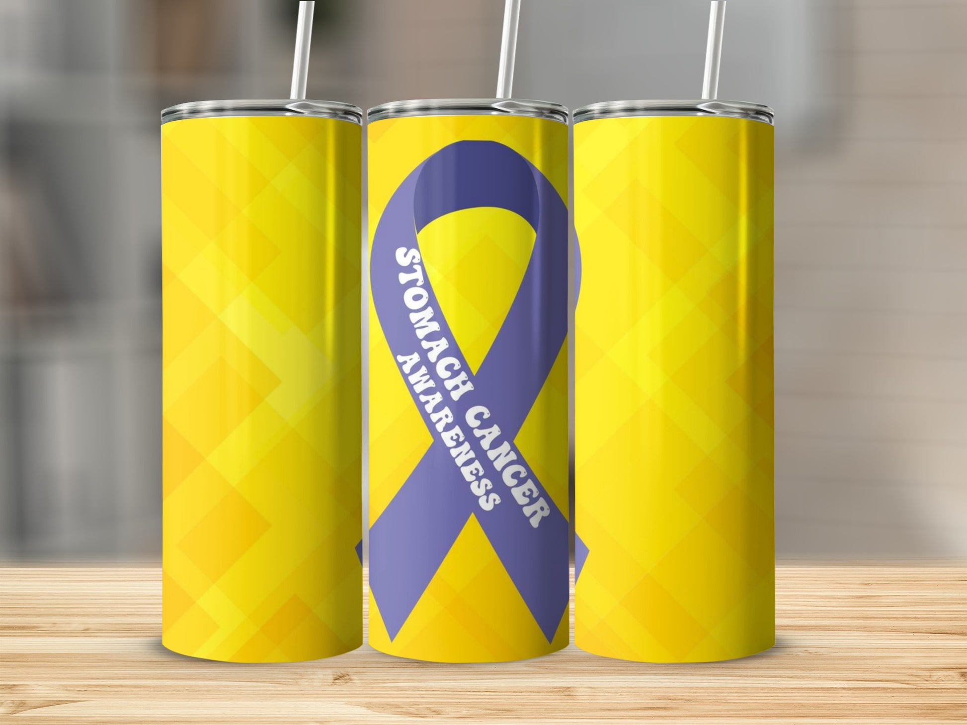 Stomach Cancer Awareness Yellow and Purple Tumbler