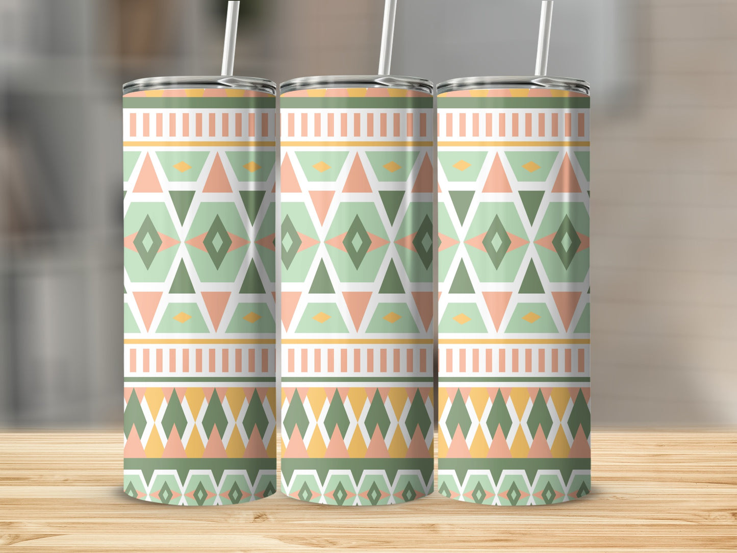 Geometric Pastel Diamond Pattern Insulated Tumbler