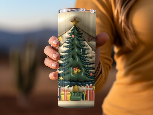 Festive Christmas Tree Design Tall Tumbler Product
