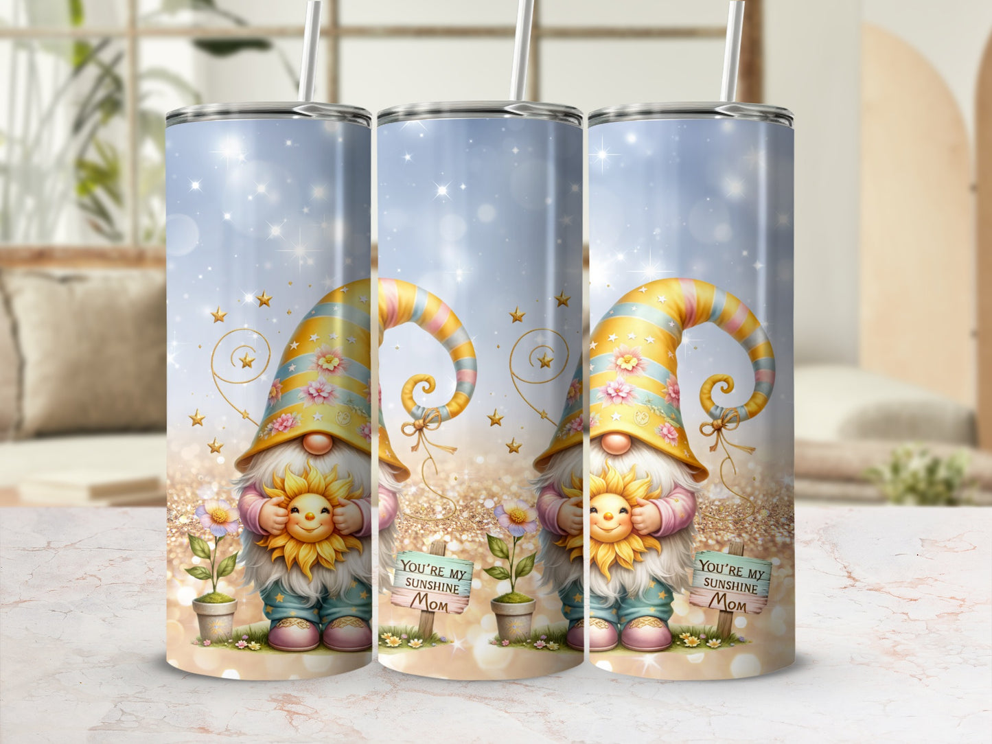 Cute Gnome You're My Sunshine Mom Tumbler Cup