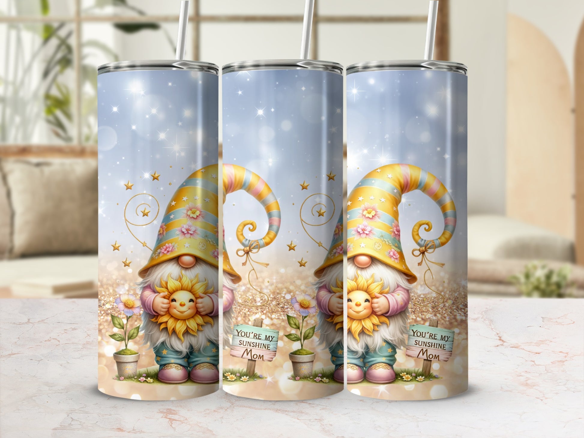Cute Gnome You're My Sunshine Mom Tumbler Cup