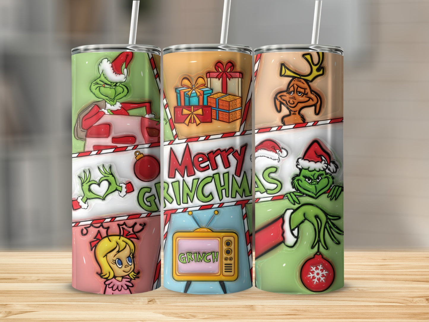 Merry Grinchmas Holiday Graphics Themed Tumbler