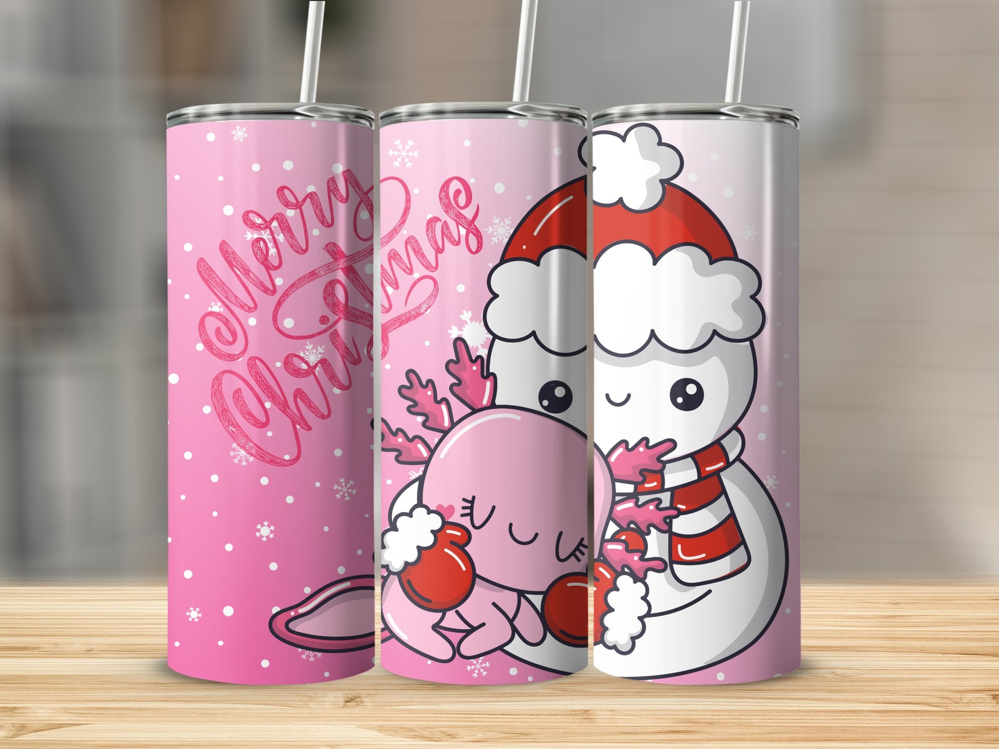 Merry Christmas Adorable Snowman and Octopus Tumbler