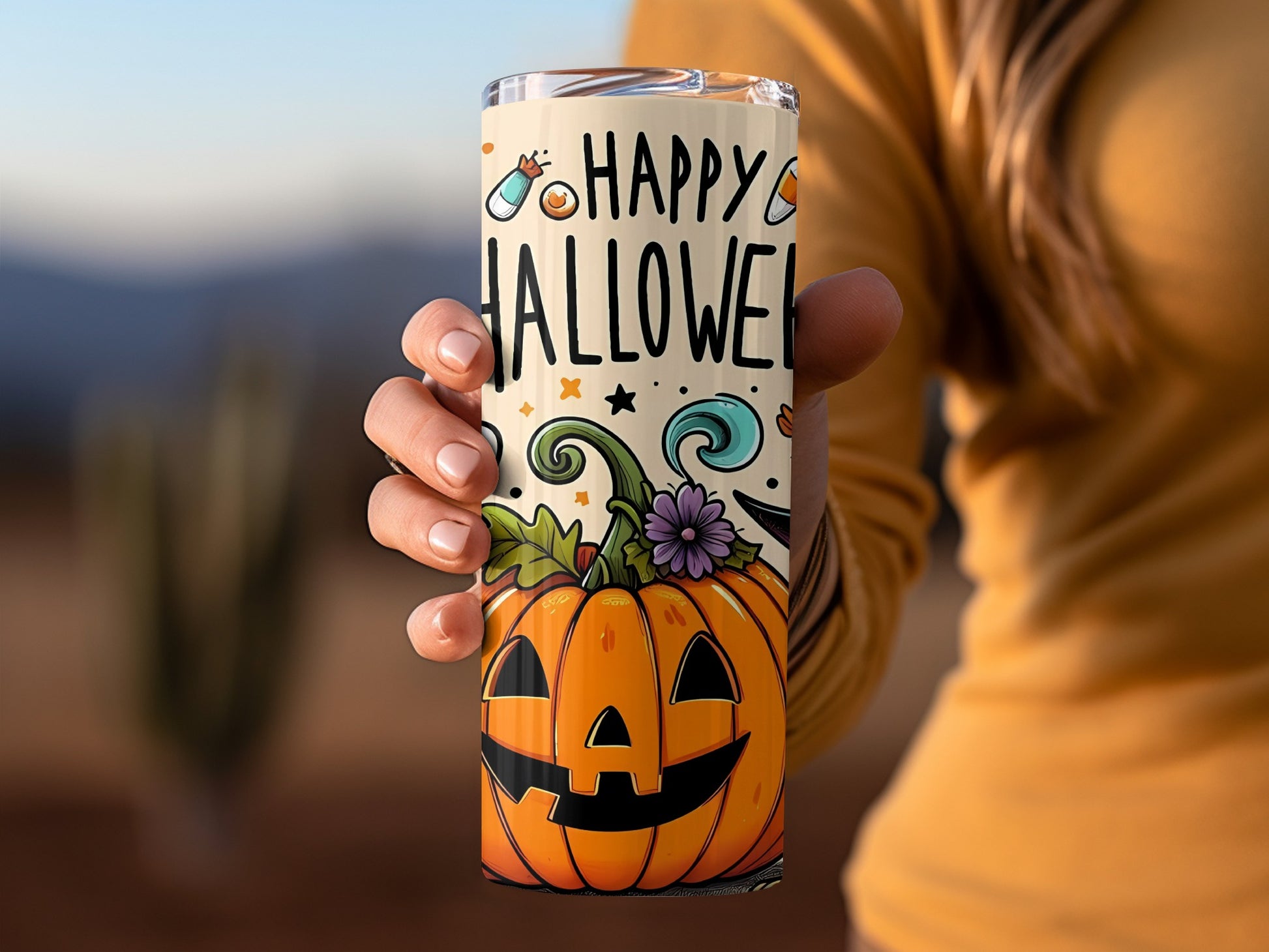 Happy Halloween Pumpkin Tumbler Festive Drinkware Cup