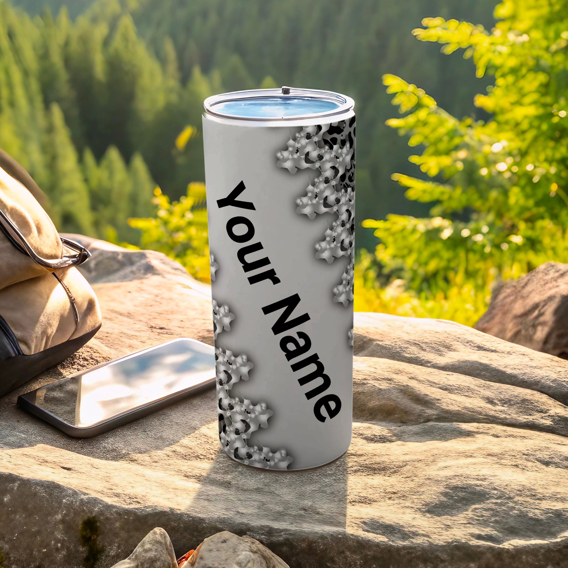 Custom Personalized Tumbler with Name and Floral Design