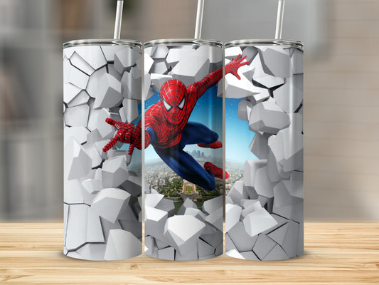 Spider-Man Breaking Through Wall Design Tumbler