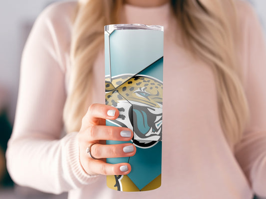 Teal and Gold Jaguar Geometric Art Tumblers