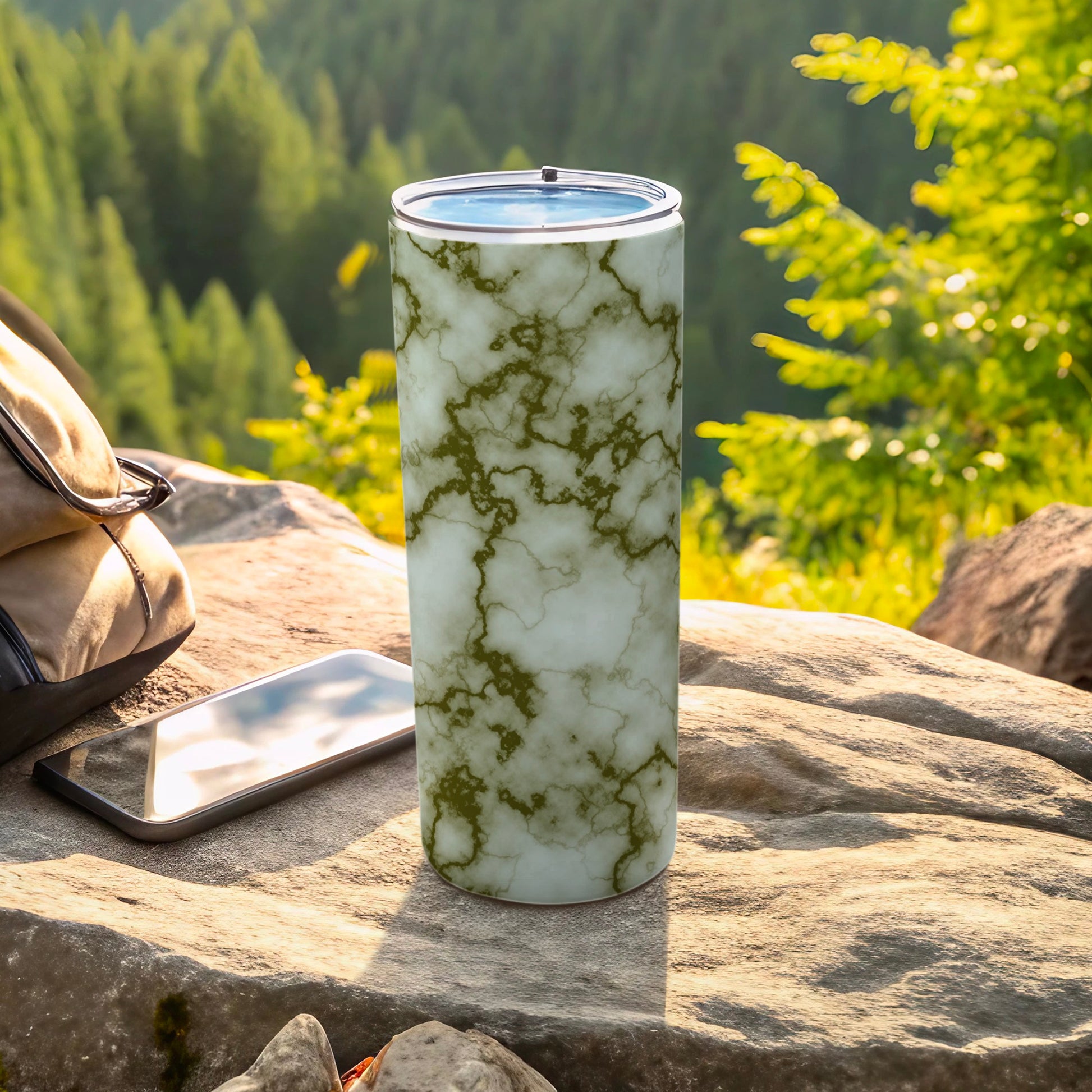 Serene White Moss Green Marble Design Tumbler product type