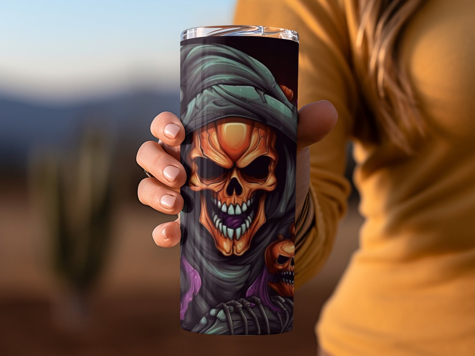 Spooky Skull Design Travel Mug for Halloween Fans