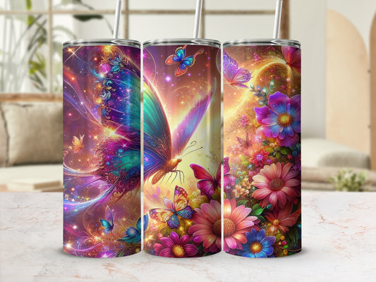 Vibrant Butterflies Floral Sparkle Magic Tumbler product type