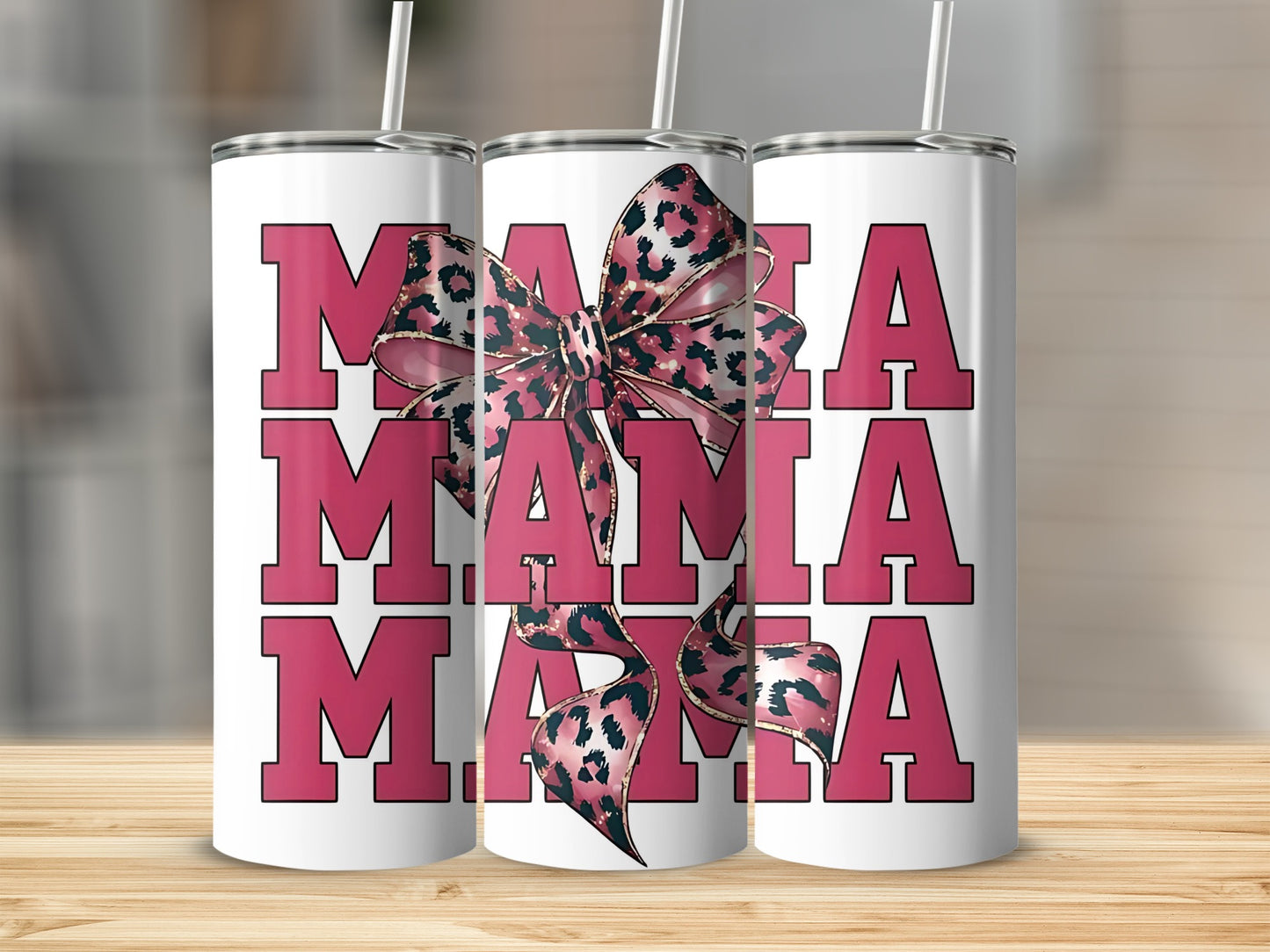 Leopard Bow MAMA Design Insulated Tumbler Product