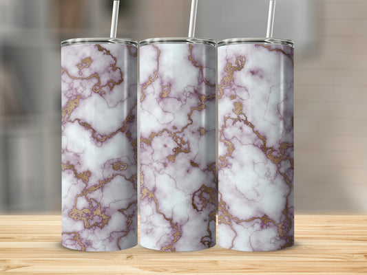 White Purple With Gold Veins Stone Design Decoration Tumblers