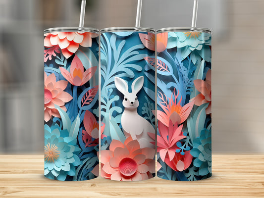 Colorful Floral Tumblers with Rabbit Design
