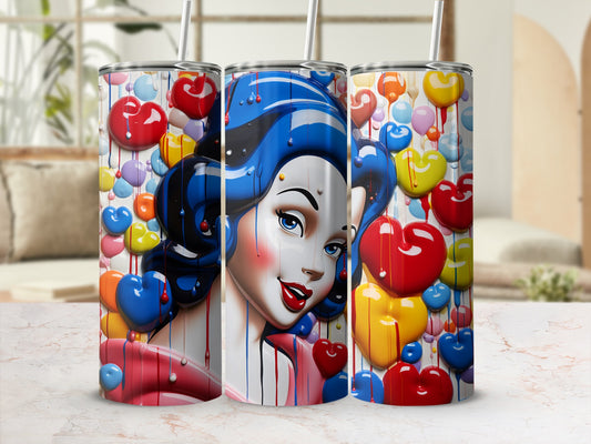 Colorful Hearts and Lady Art Insulated Tumbler