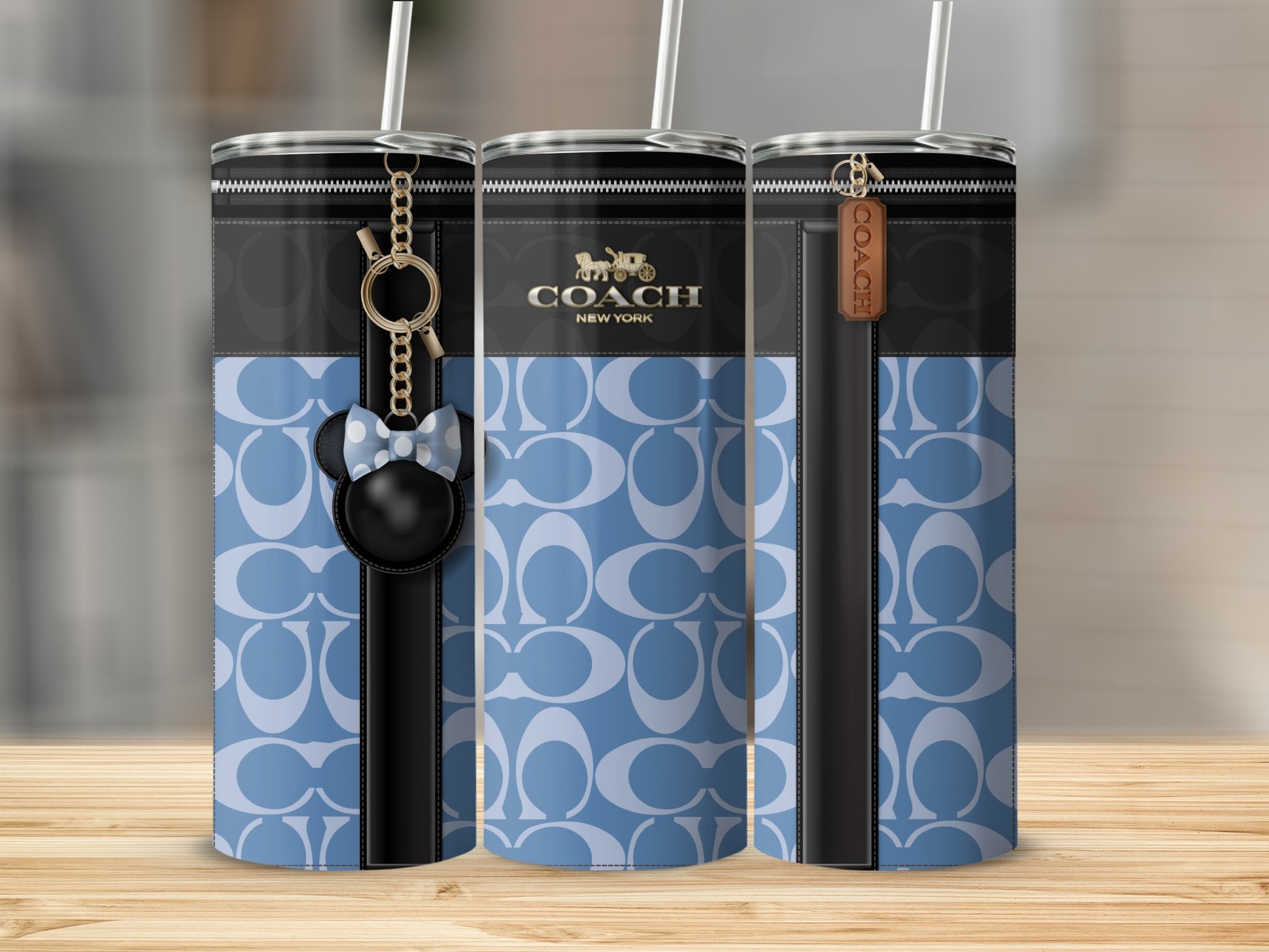 Stylish Blue Designer Tumbler with Keychain
