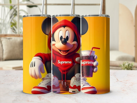 Mickey Mouse in Red Hoodie with Drink Tumbler
