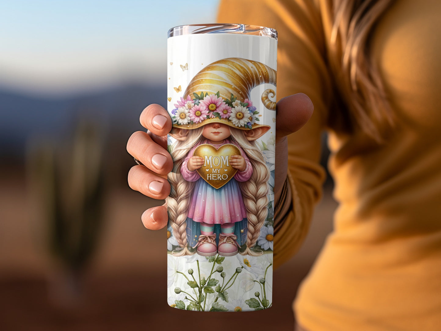 Cute Gnome Mom Is My Hero Design Travel Tumbler