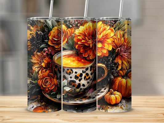 Floral Autumn Design Tumbler Perfect for Fall