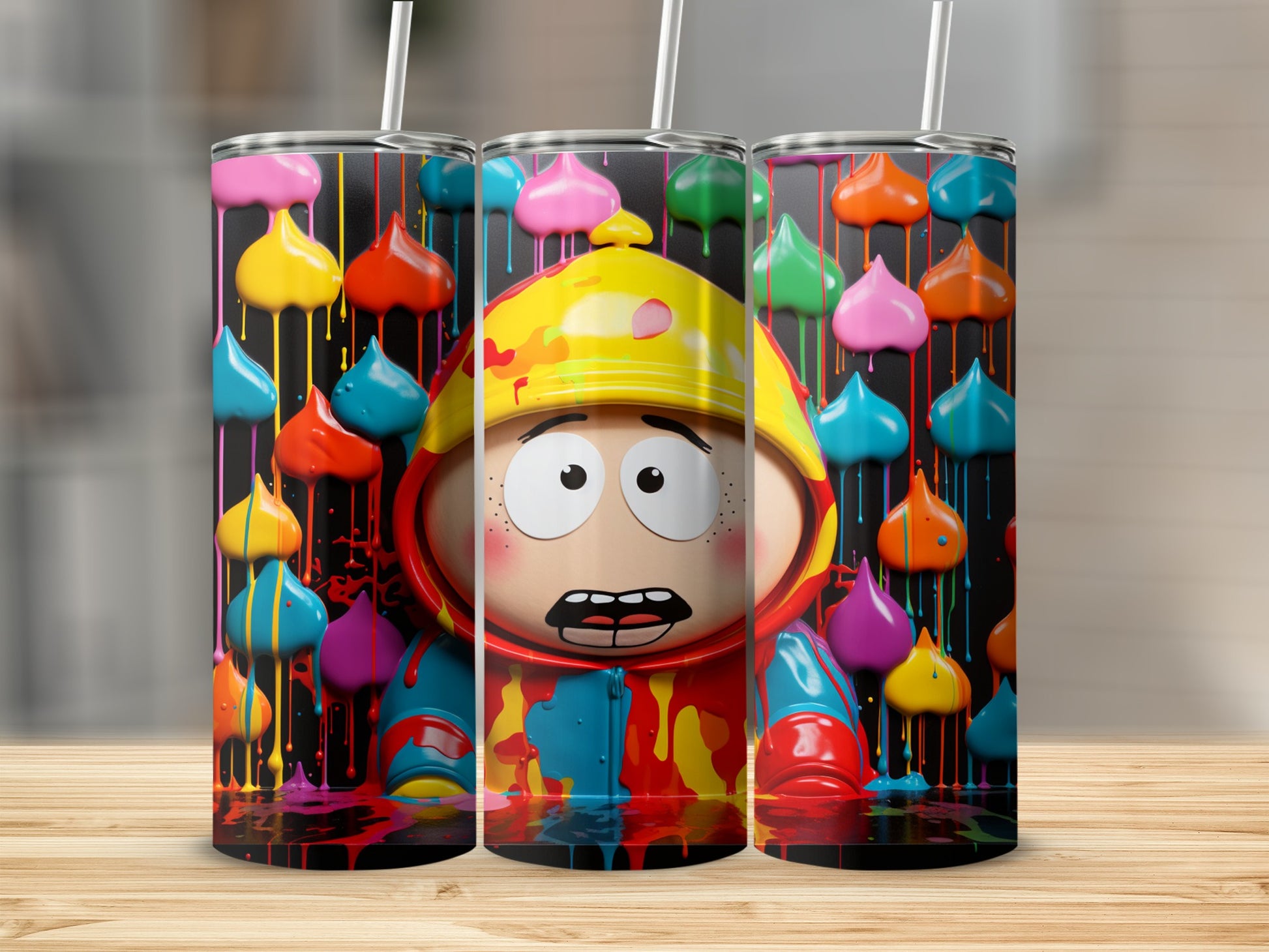 Colorful Cartoon Style Tumbler with Artistic Design