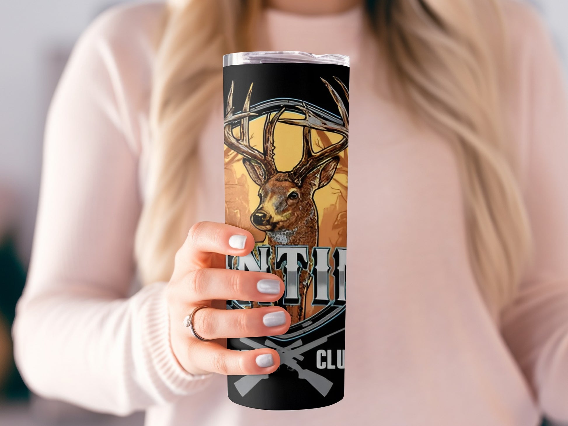 Hunting Club Deer Head Travel Tumbler Flask Cup