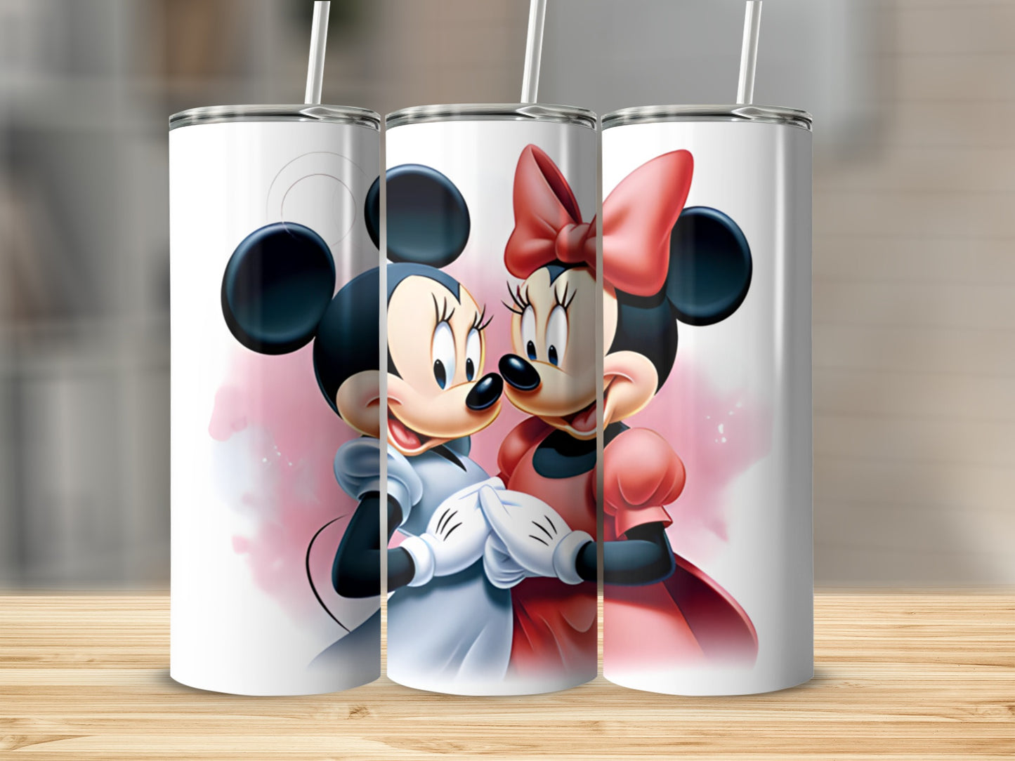 Adorable Minnie and Mickey Character Print Tumbler