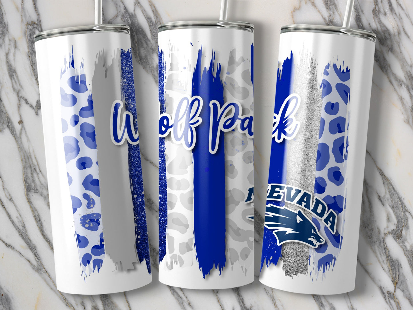 Wolf Pack With Nevada Logo Stripes Design Tumblers