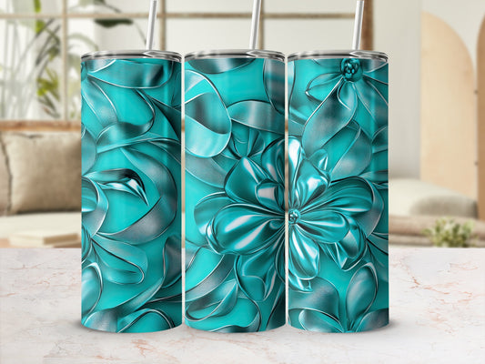 Abstract Turquoise Flowers Design Elegant Tumblers