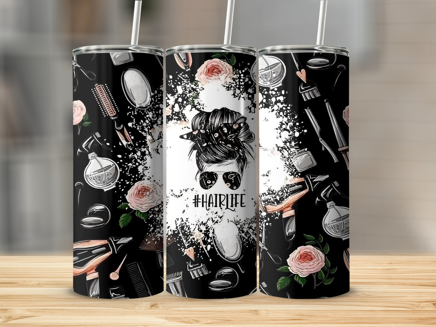 Stylish Hair Accessories and Roses Design Tumbler