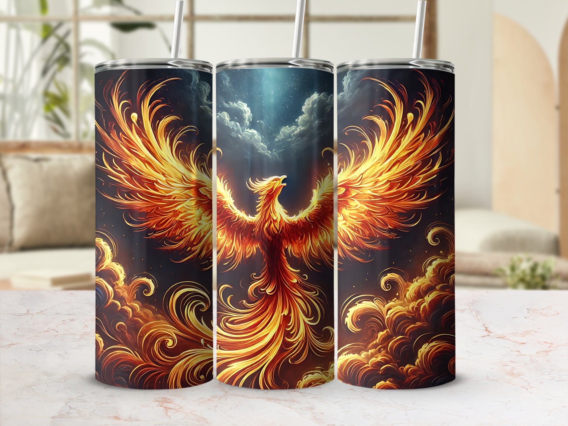 Majestic Fiery Golden Phoenix Rising Tumbler product type