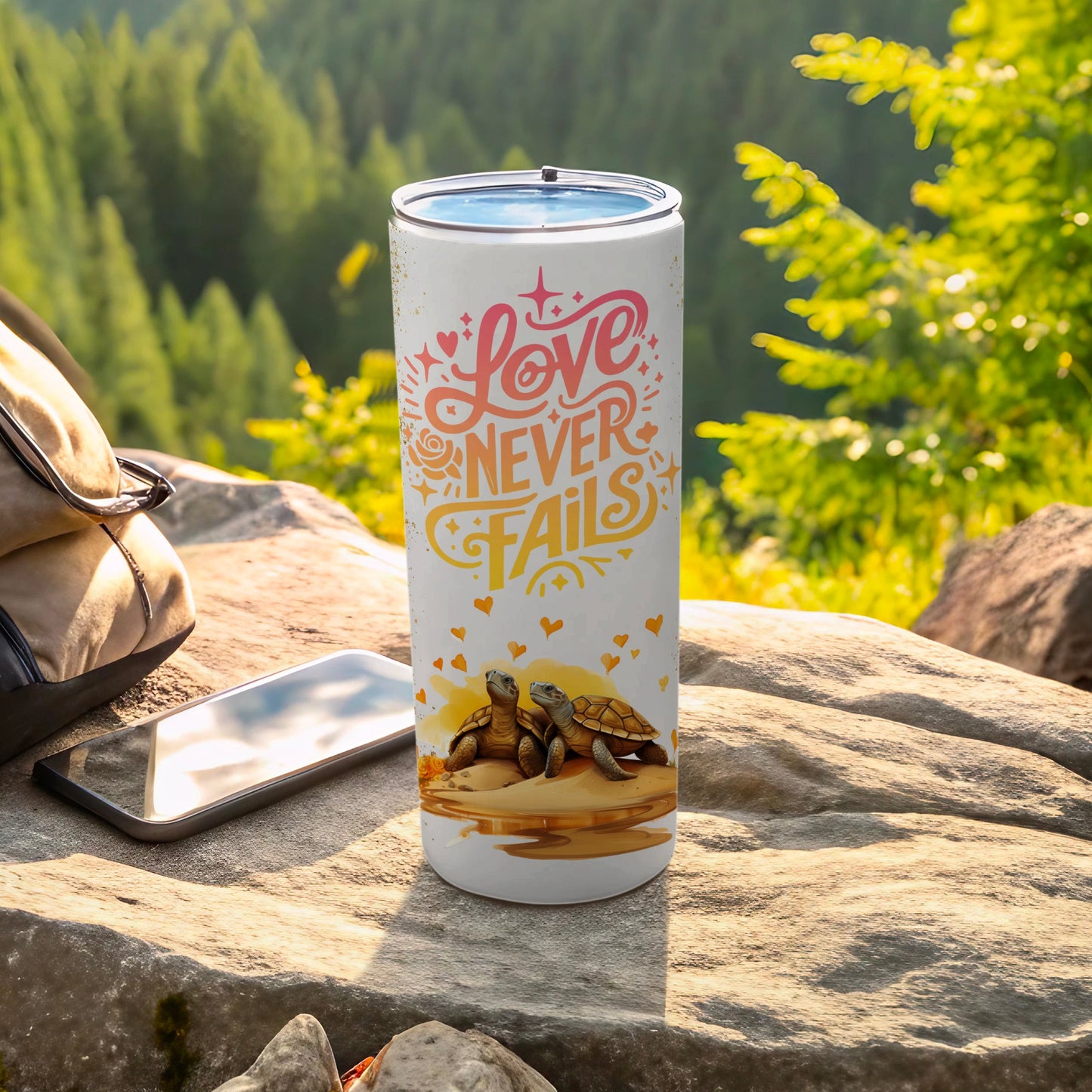 Love Never Fails Insulated Tumbler for Your Adventures