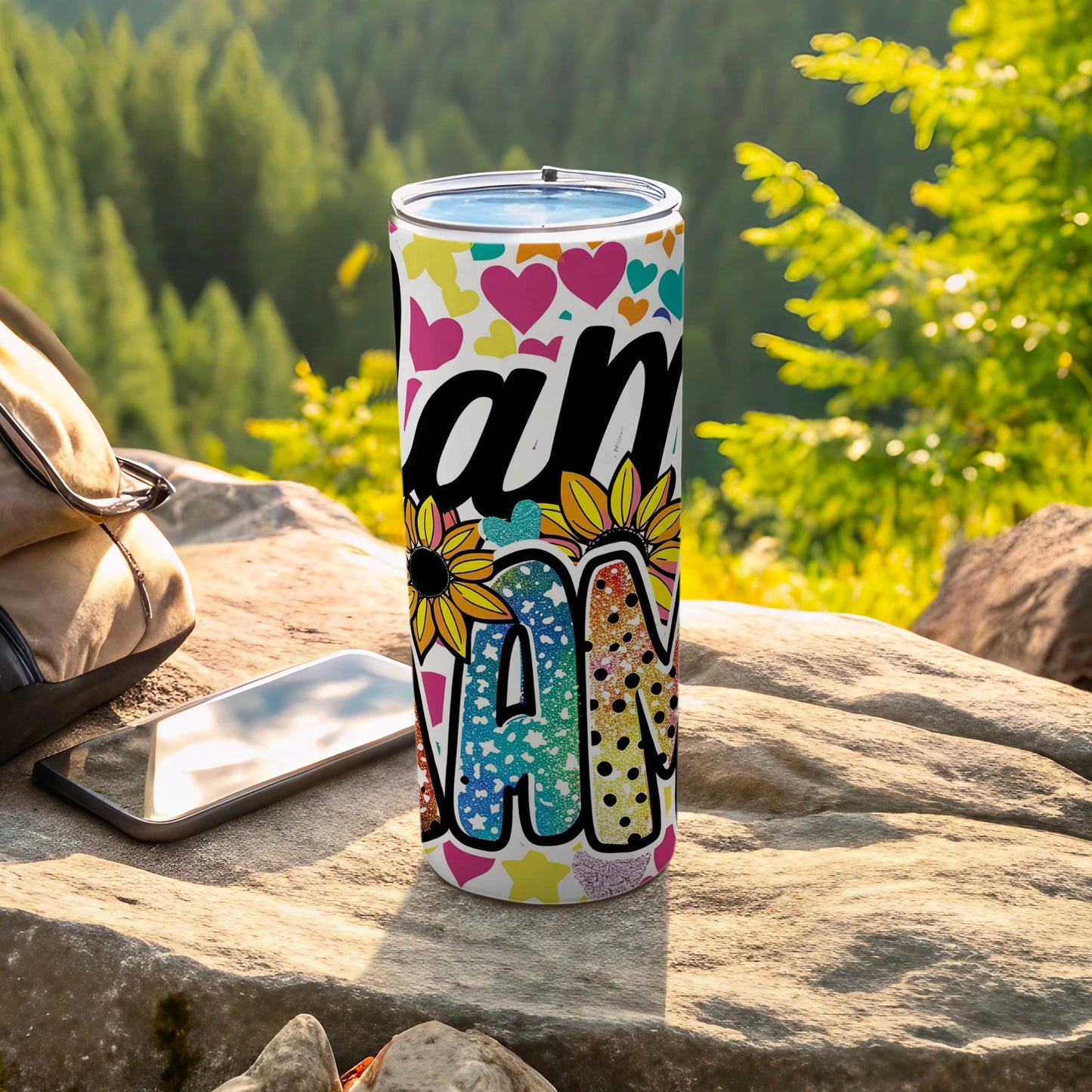 Colorful Sunflowers and Hearts Nature Themed Tumbler