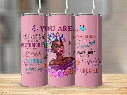 Beautiful Victorious Strong Capable Encouraging Tumbler